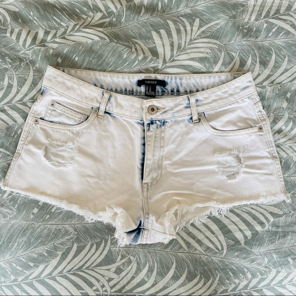 2/$15 F21 white denim shorts
